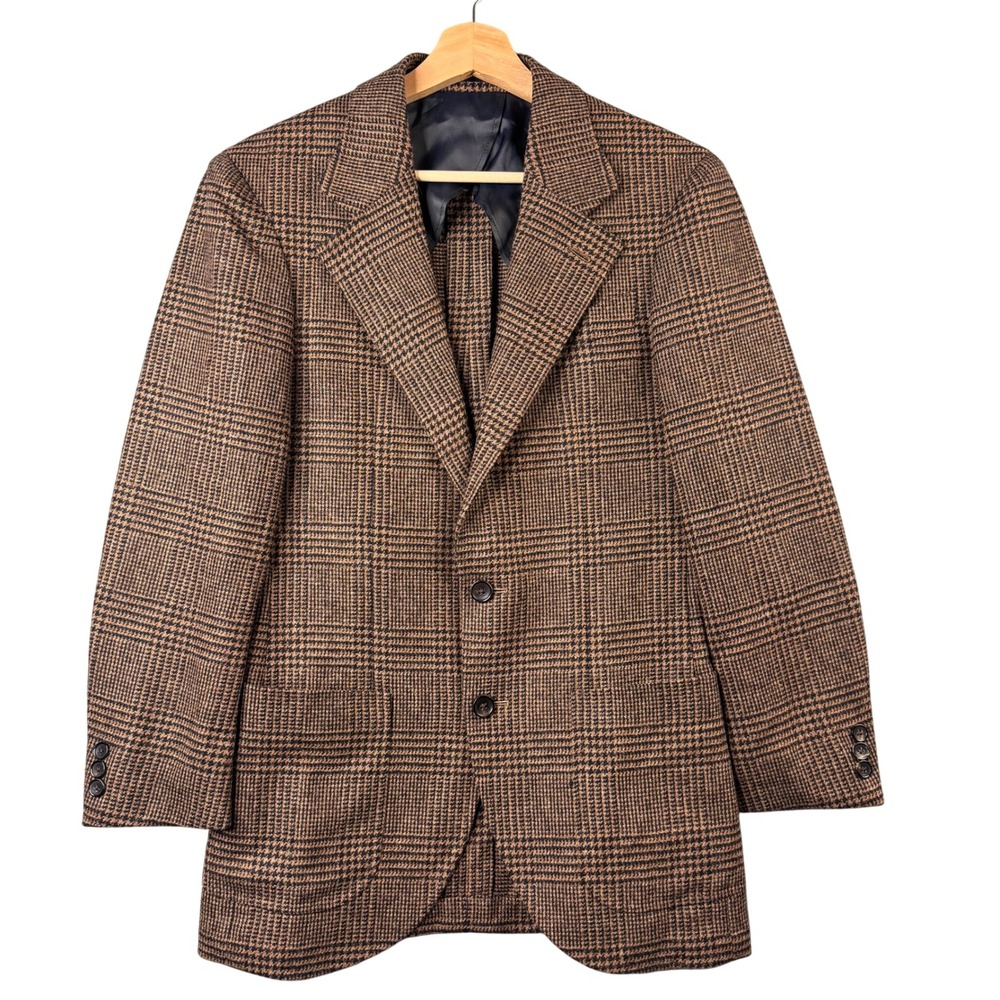 Spier & Mackay Sartorial Brown Moon Tweed Glen Check Wool Sport Coat Blazer 34